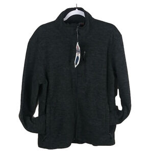 Free Country Microtech Fleece Black Gray Funnel Neck Long Sleeve 1/4 Zip Jacket